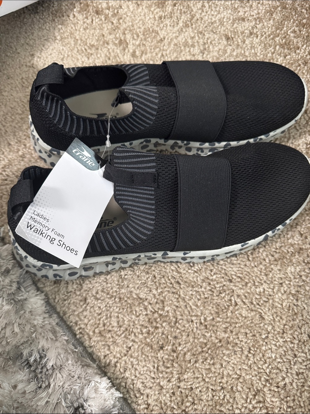 Ladies Memory Foam Walking Shoes - Black